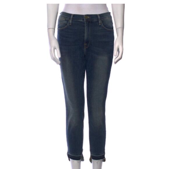 FRAME, Mid Rise Skinny Jeans w/ raw staggered hem - Picture 1 of 3